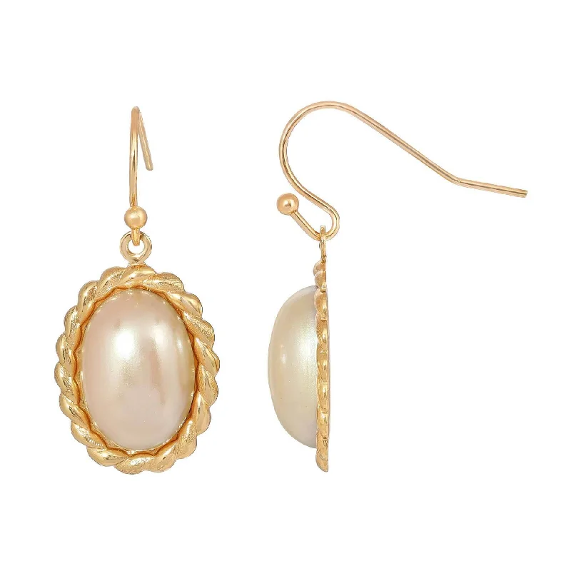 Sophisticated Drop Earrings for Elegant-1928 Jewelry Roped Oval Faux Pearl Drop Earrings