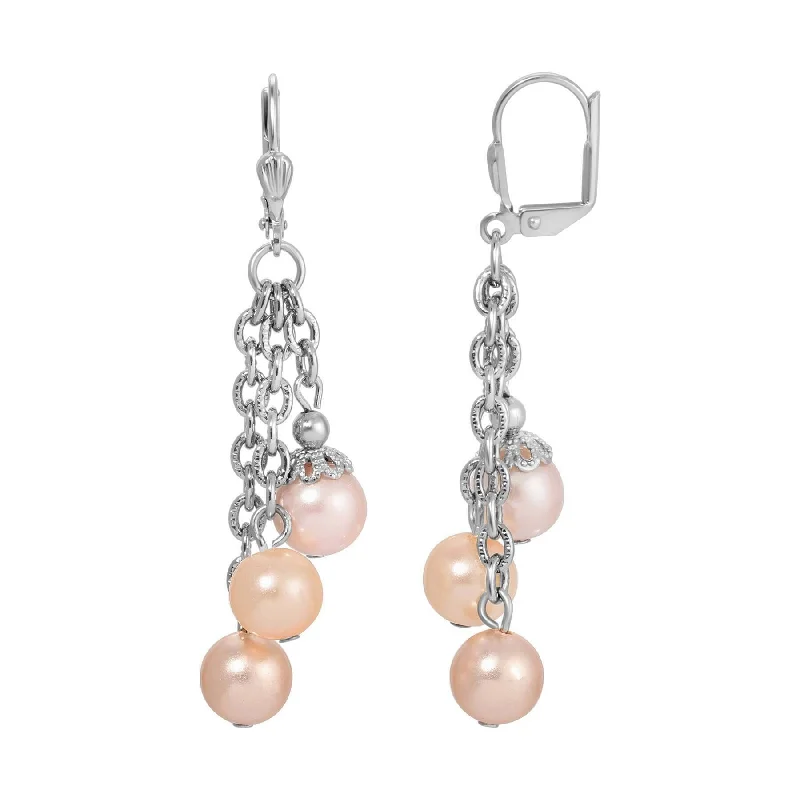 Apatite Drop Earrings for Soft-1928 Jewelry Rosabella Multicolor Faux Pearl Chain Drop Earrings