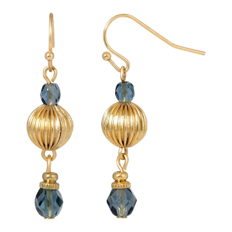 Alexandrite Drop Earrings for Colorful-1928 Jewelry Round Corrugated & Montana Blue Bead Drop Earrings