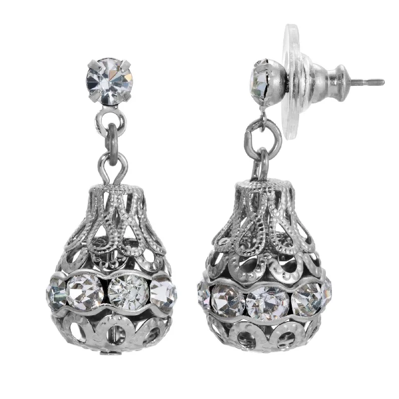 Adjustable Drop Earrings for Custom-1928 Jewelry Round Perforated Sphere Crystal Drop Earrings