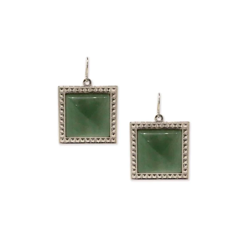 Gym Drop Earrings for Active-1928 Jewelry Serenity Square Gemstone Drop Earrings