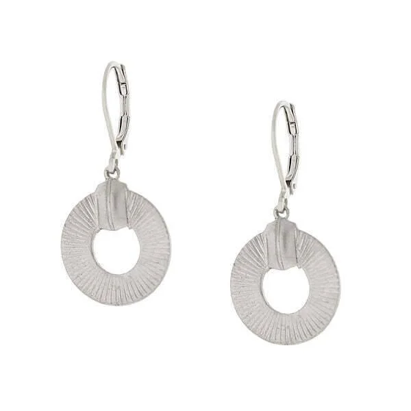 Jade Drop Earrings for Natural-1928 Jewelry Silver Textured Round Lever Back Drop Earrings