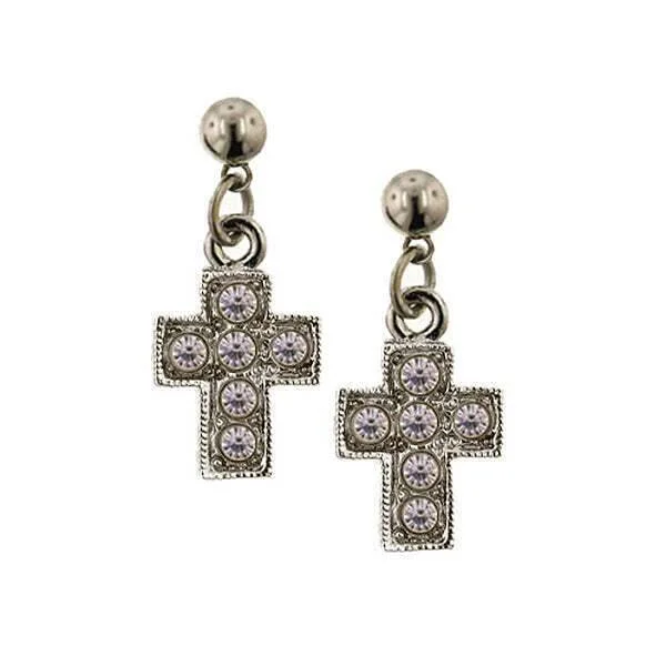 Delicate Drop Earrings for Feminine-Symbols Of Faith Crystal Cross Drop Earrings