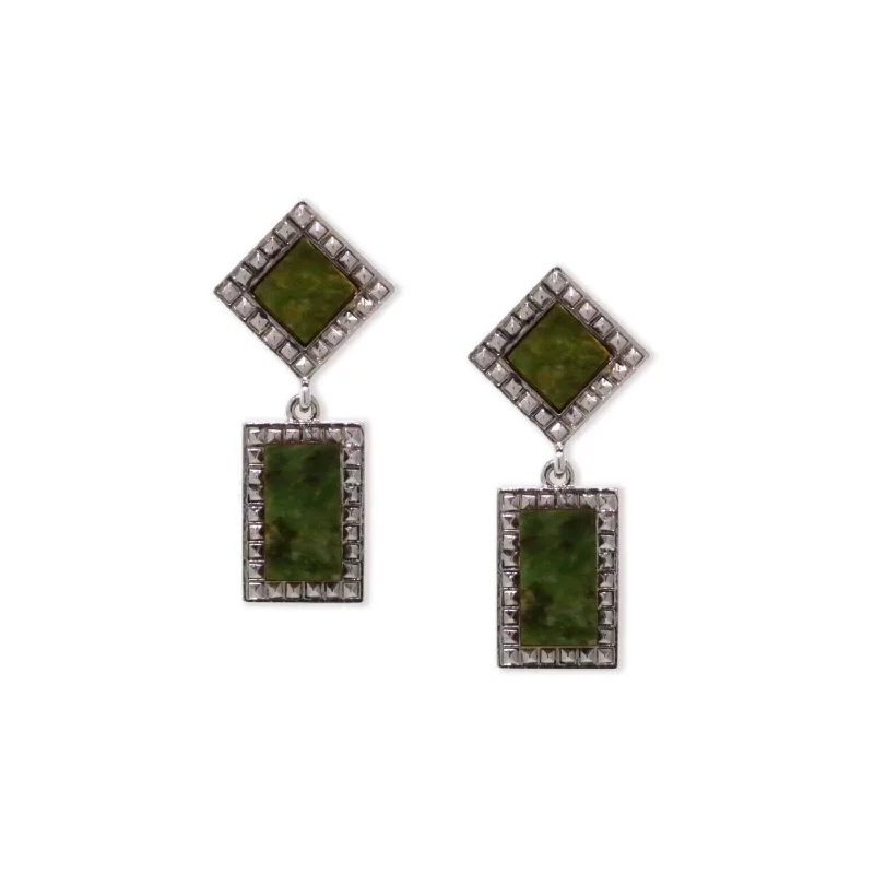 Wedding Drop Earrings for Bridal-1928 Jewelry Square Gemstone Rectangle Drop Earrings