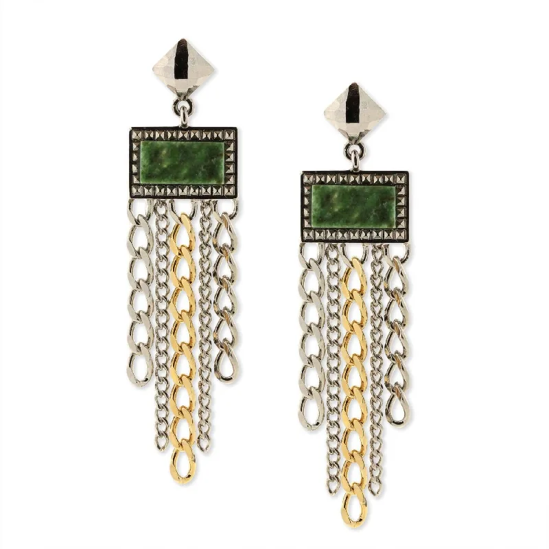 School Drop Earrings for Students-1928 Jewelry Silver & Square Gemstone Multi Chain Drop Earrings