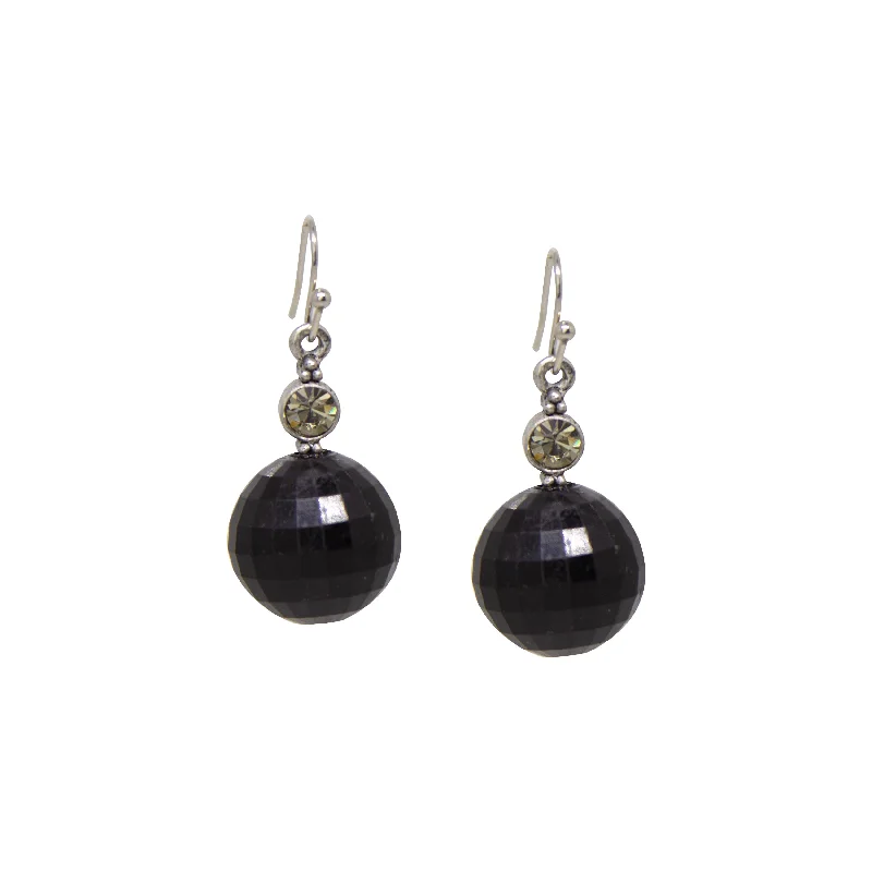 Onyx Drop Earrings for Bold-1928 Jewelry Tessellated Black Baubles & Crystals Drop Earrings