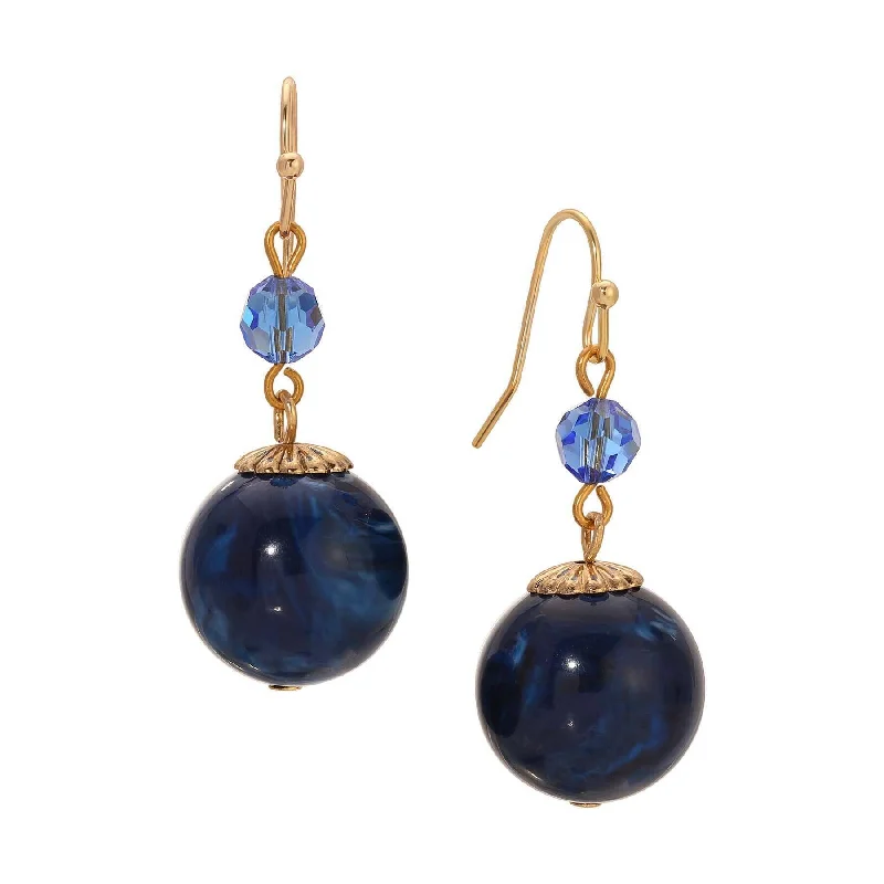 Modern Drop Earrings for Contemporary-1928 Jewelry Twilight Blue Crystal And Bead Drop Earrings