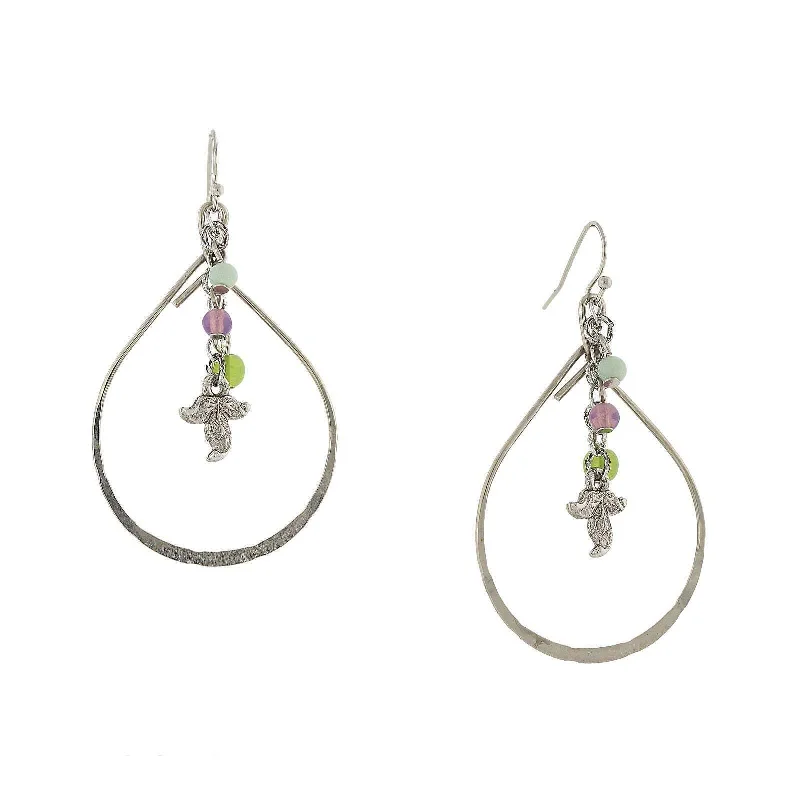 Opal Drop Earrings for Iridescent-1928 Jewelry Winery Multi-Color Bead And Leaf Open Teardrop Earrings