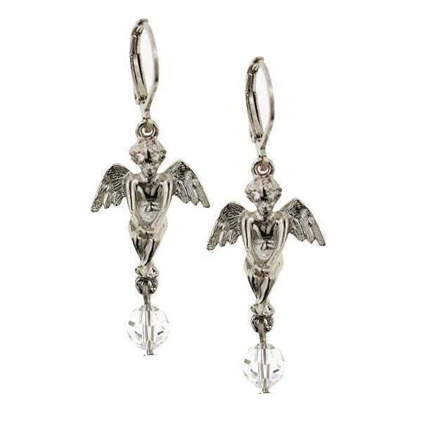 Zircon Drop Earrings for Sparkling-1928 Jewelry Winged Angel With Crystal Drop Earrings