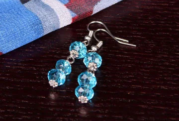 Engraved Drop Earrings for Personal-Drop Earrings -3 Tier Crystals