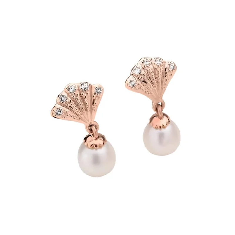 Jade Drop Earrings for Natural-9ct Rose Gold Windsor Cultured Pearl & White Topaz Drop Earrings