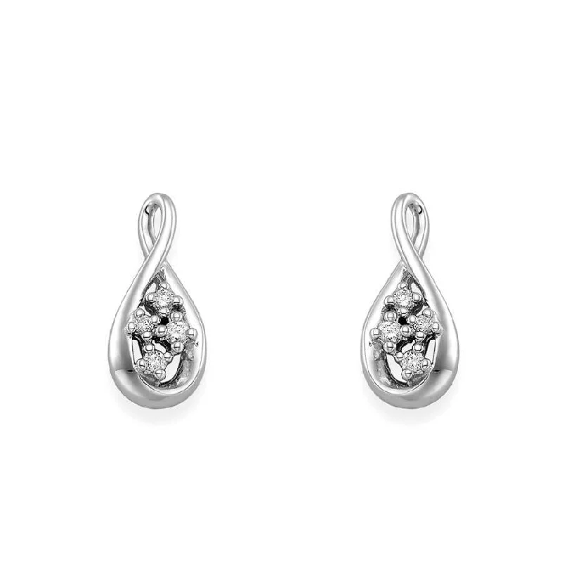 Modern Drop Earrings for Contemporary-9ct White Gold Diamond Drop Earrings