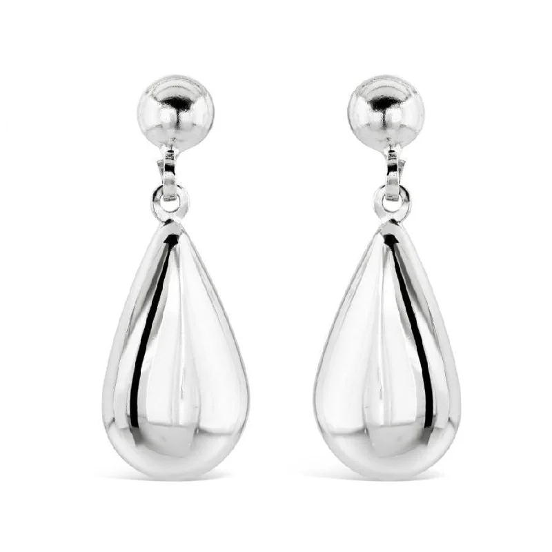 Round Drop Earrings for Traditional-9ct White Gold Pear Shaped Drop Earrings