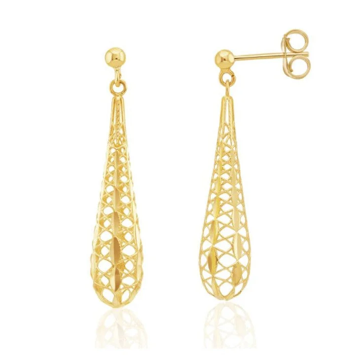 Sapphire Drop Earrings for Sophisticated-9ct Yellow Gold Openwork Torpedo Drop Earrings 47mm