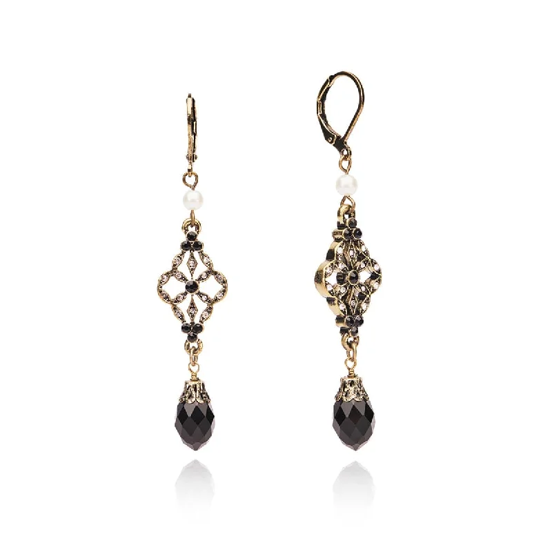 Pearl Drop Earrings for Elegant Look-Black Dangle Earrings: Victorian Pearl Drop Earrings