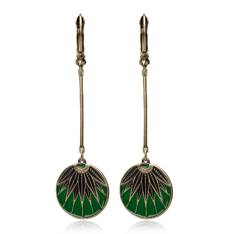 Maximalist Drop Earrings for Bold-Vintage Art Deco Earrings: Emerald Green Drop Earrings