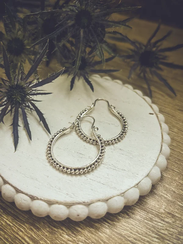 Embellished Drop Earrings for Fancy-Beautiful Boho Silver Hoop Drop Earrings