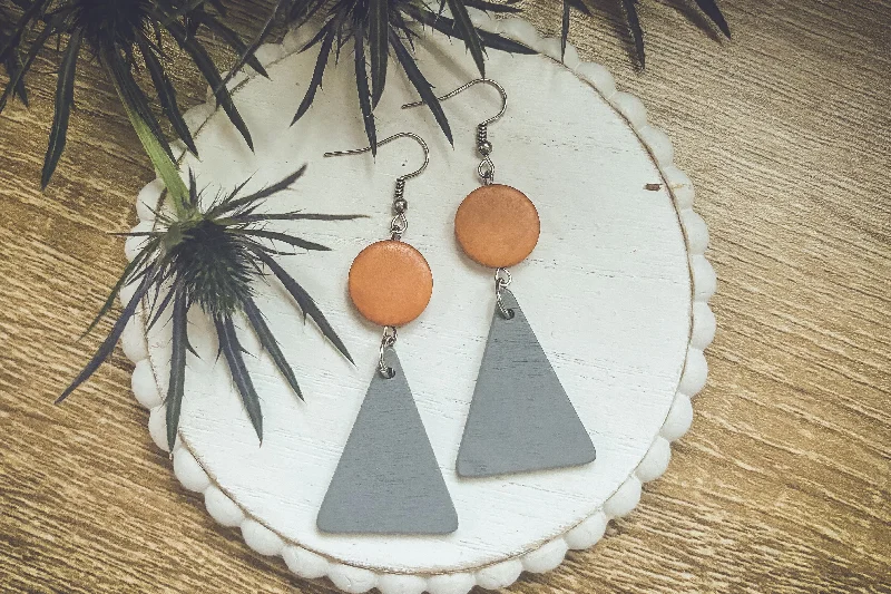 Hypoallergenic Drop Earrings for Sensitive-Beautiful Boho Triangle Wooden Drop Earrings