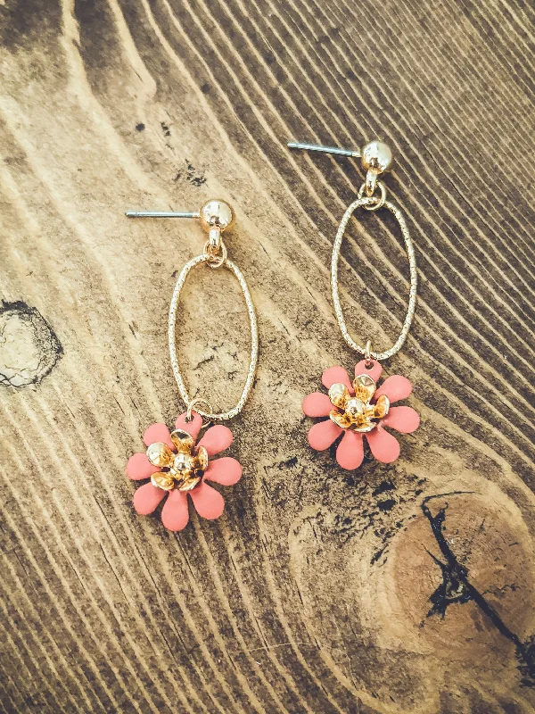 Round Drop Earrings for Traditional-Beautiful Gold Flower Drop Earrings