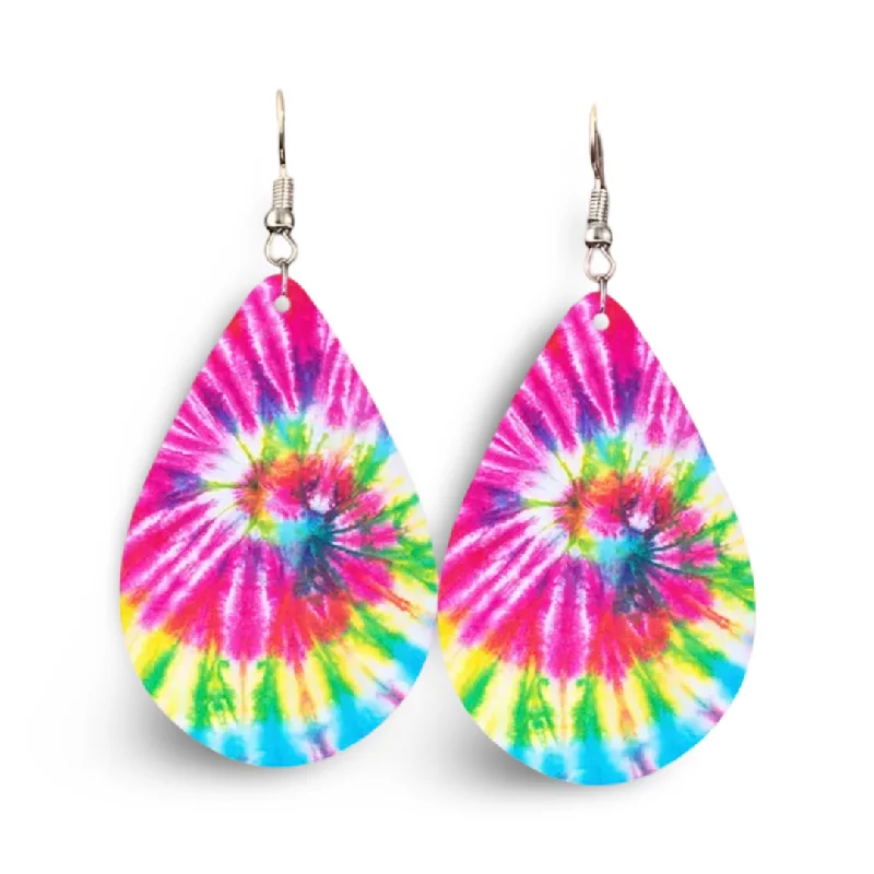 Delicate Drop Earrings for Feminine-Beautiful Tie Dye Drop Earrings