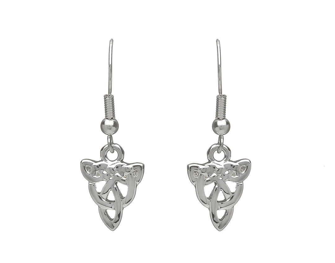 Infinity Drop Earrings for Eternal-Celtic Knot Silver Plate Drop Earrings by Woods Celtic Jewellery