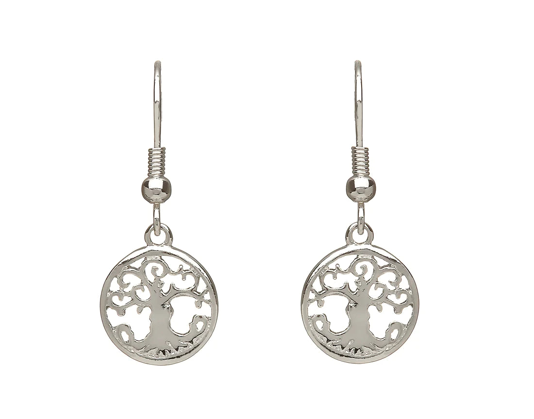 Waterproof Drop Earrings for Practical-Celtic Tree of Life Silver Plated Drop Earrings by Woods Celtic Jewllery