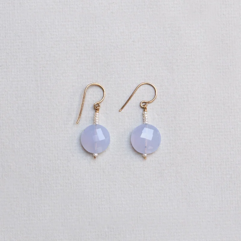 Apatite Drop Earrings for Soft-Chalcedony & Fresh Water Pearl Drop Earrings