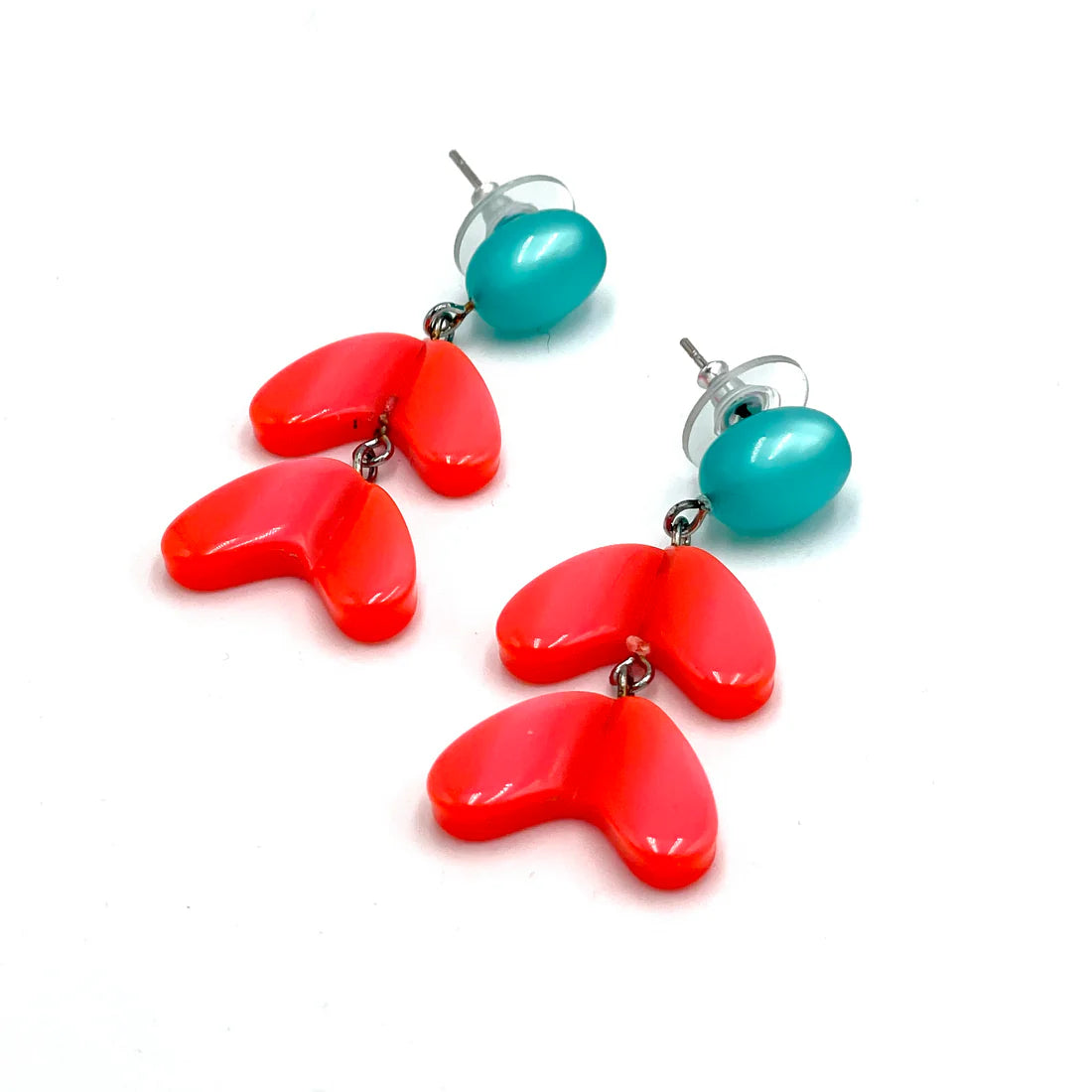 Flower-Shaped Drop Earrings for Delicate-Teal + Orange Ivy Drop Earrings