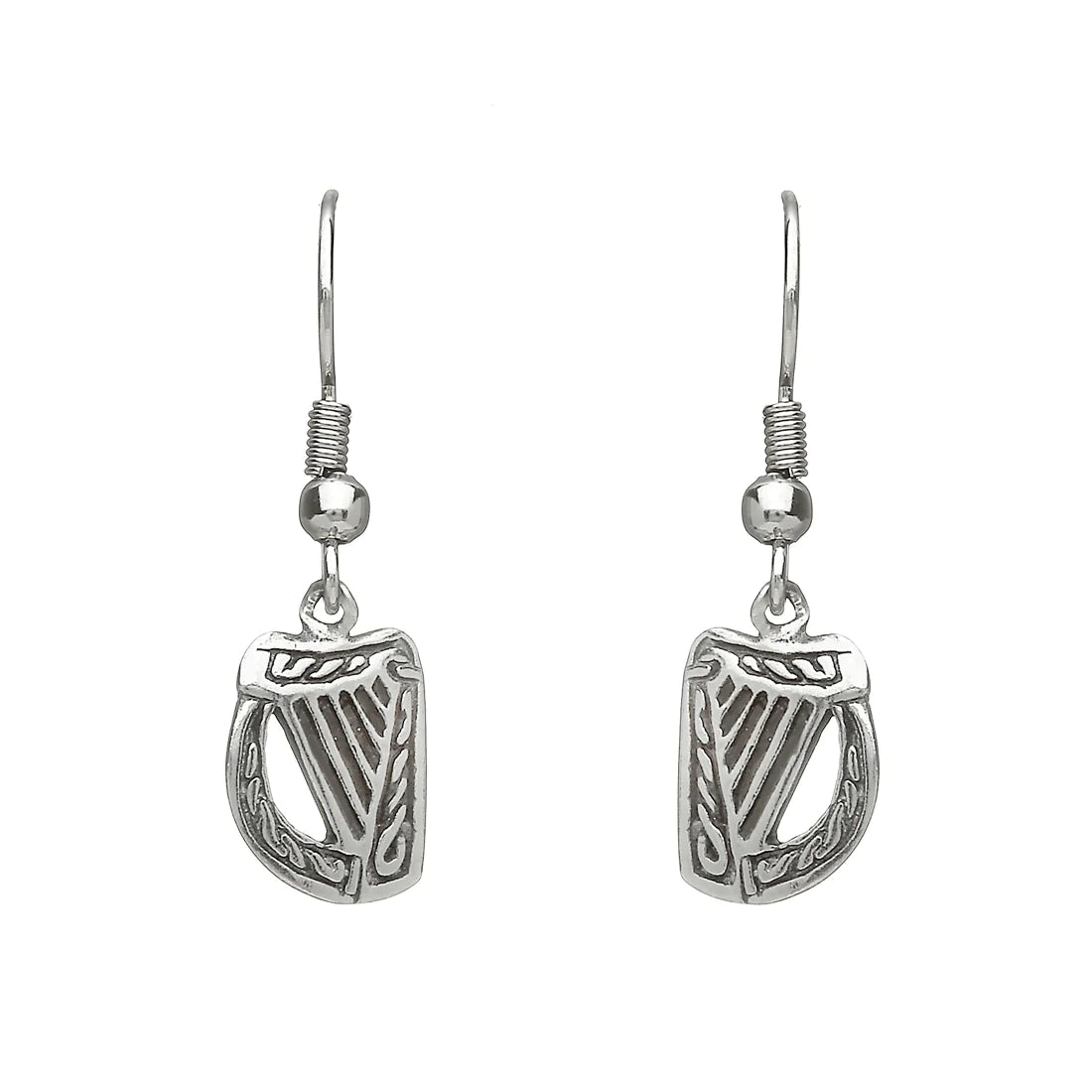 Padded Drop Earrings for Ear-Irish Harp Pewter Drop Earrings by Celtic Legends / Amethyst Irish Jewellery