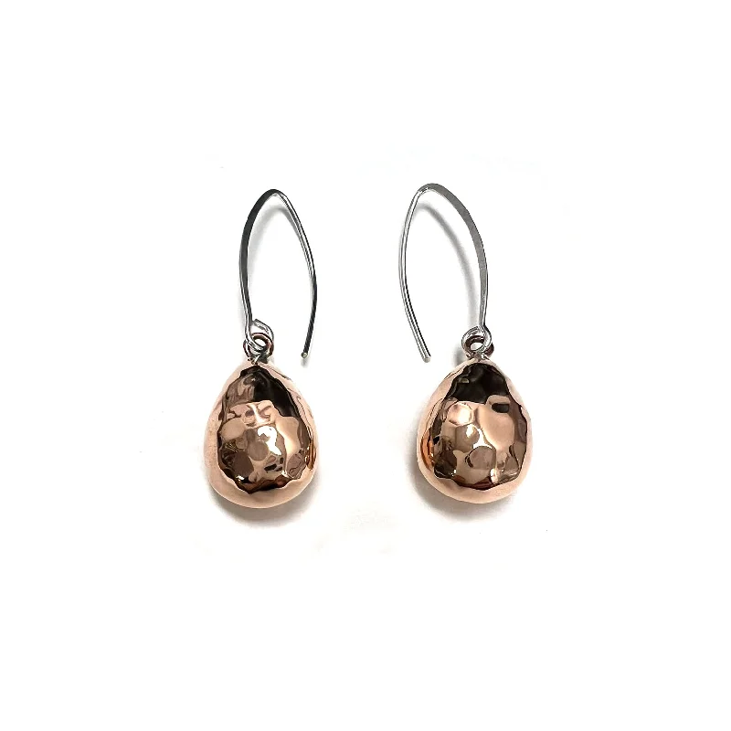 Infinity Drop Earrings for Eternal-Copper Hammered Drop Earrings