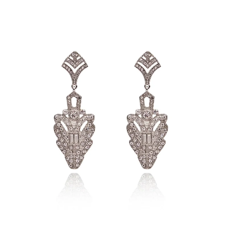 Knotted Drop Earrings for Intricate-Art Deco Drop Earrings: Decadent Crystal 1920s Earrings