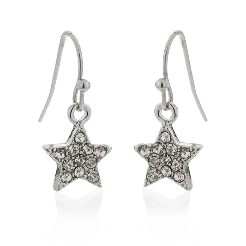 Minimalist Drop Earrings for Simple-Crystal Star Earrings: Vintage Style Start Diamanté Drop Earrings