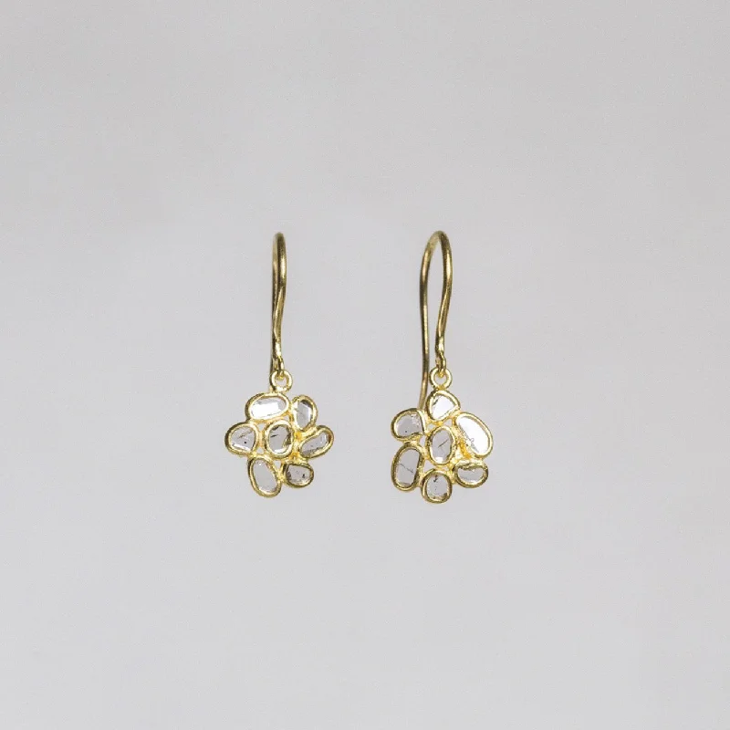 Detachable Drop Earrings for Versatile-Diamond Slice Flower Drop Earrings