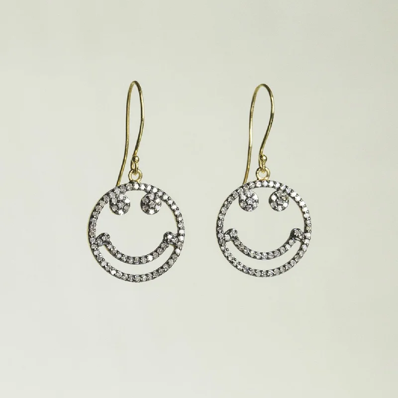 Citrine Drop Earrings for Cheerful-Diamond Smiley Face Drop Earrings