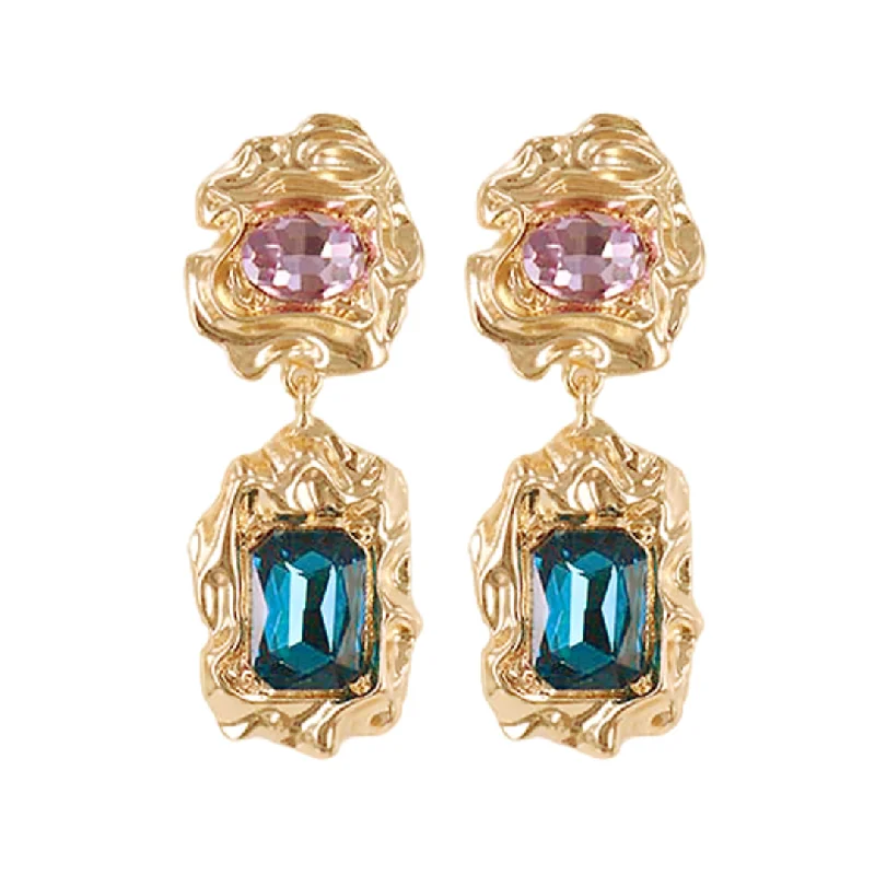 Knotted Drop Earrings for Intricate-Dual Gemstone Drop Earrings