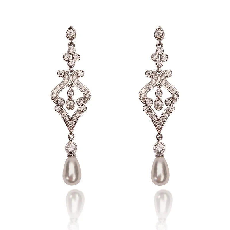 Simple Drop Earrings for Subtle-Georgian style bridal drop earrings: Pearl drop earrings