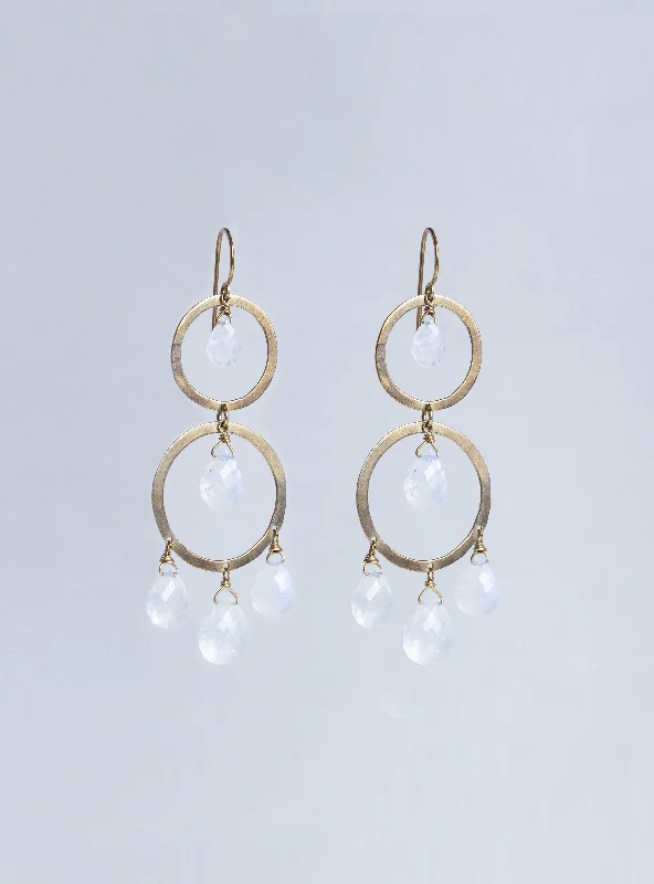 Coral Drop Earrings for Tropical-Gold Circle Drop Earrings with Moonstones