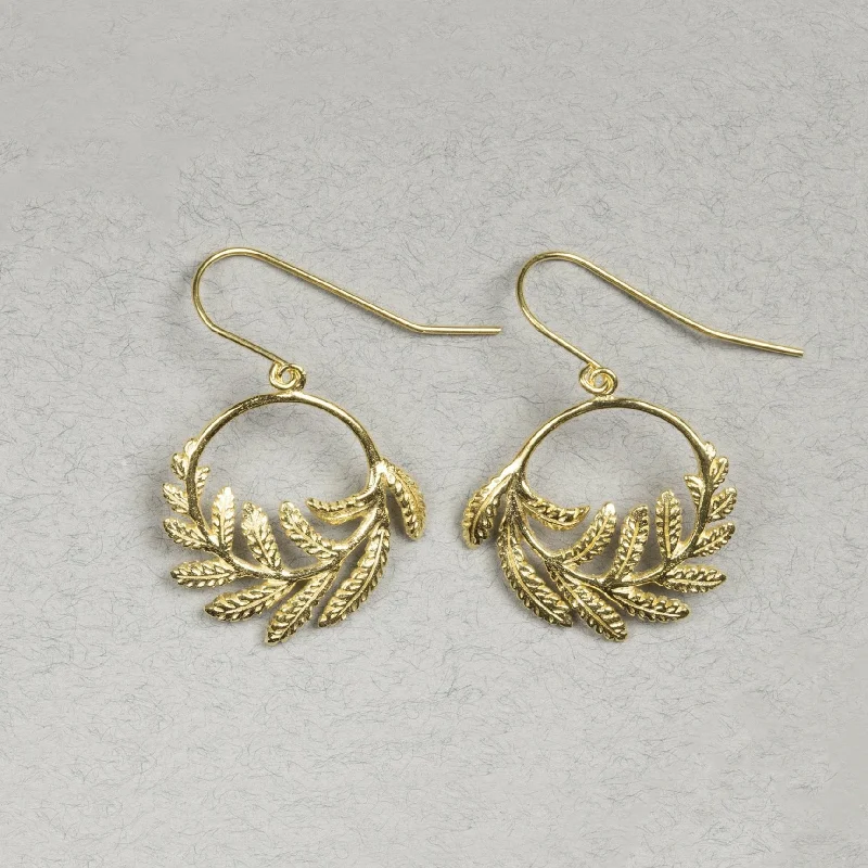 Infinity Drop Earrings for Eternal-Gold Fern Drop Earrings