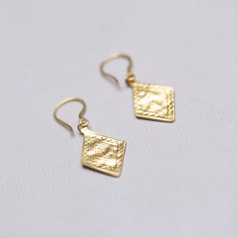 Minimalist Drop Earrings for Simple-Gold Rhombus Drop Earrings