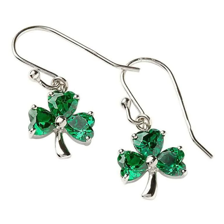 Labradorite Drop Earrings for Shimmery-Green Shamrock Drop Earrings