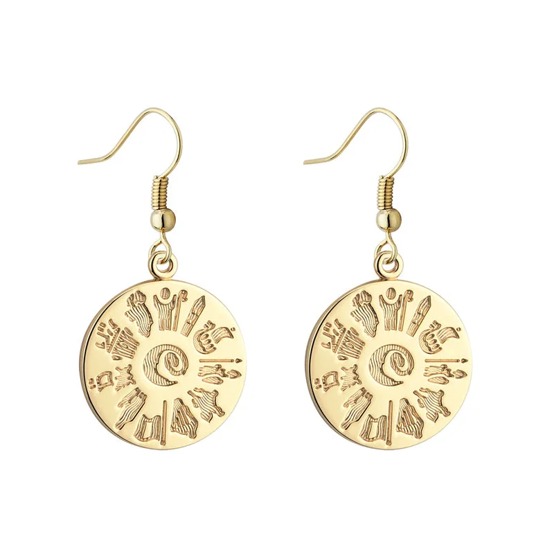 Handmade Drop Earrings for Artisanal-History of Ireland 14K Disc Drop Earrings