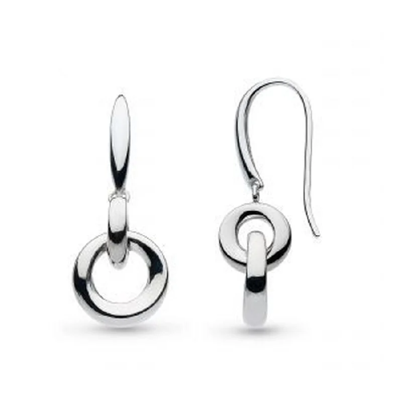 Delicate Drop Earrings for Feminine-Silver Bevel Cirque Link Drop Earrings