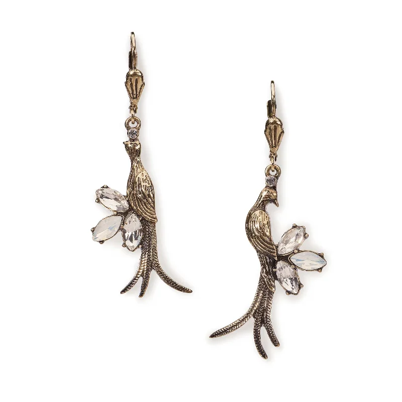 Fashion Drop Earrings for Trendy-Love Bird Earrings: Brass Drop Earrings