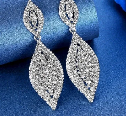 Knotted Drop Earrings for Intricate-MEC-004 Crystal Long Drop Earrings Bridal Wedding