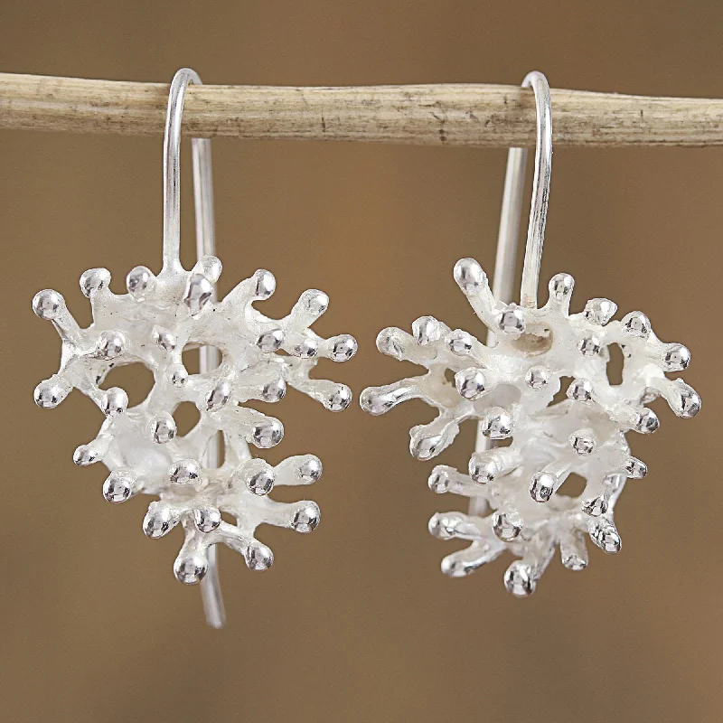 Detachable Drop Earrings for Versatile-On the Beach Taxco Sterling Silver Coral Drop Earrings from Mexico