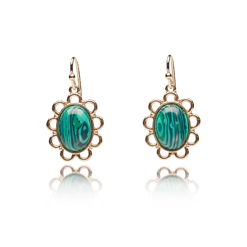 Formal Drop Earrings for Special-Peacock Green Drop Earrings: Ornate Regency Earrings