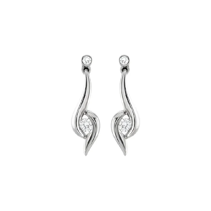 Oval Drop Earrings for Graceful-Platinum Solitaire Round Brilliant Cut Diamond Crossover Drop Earrings