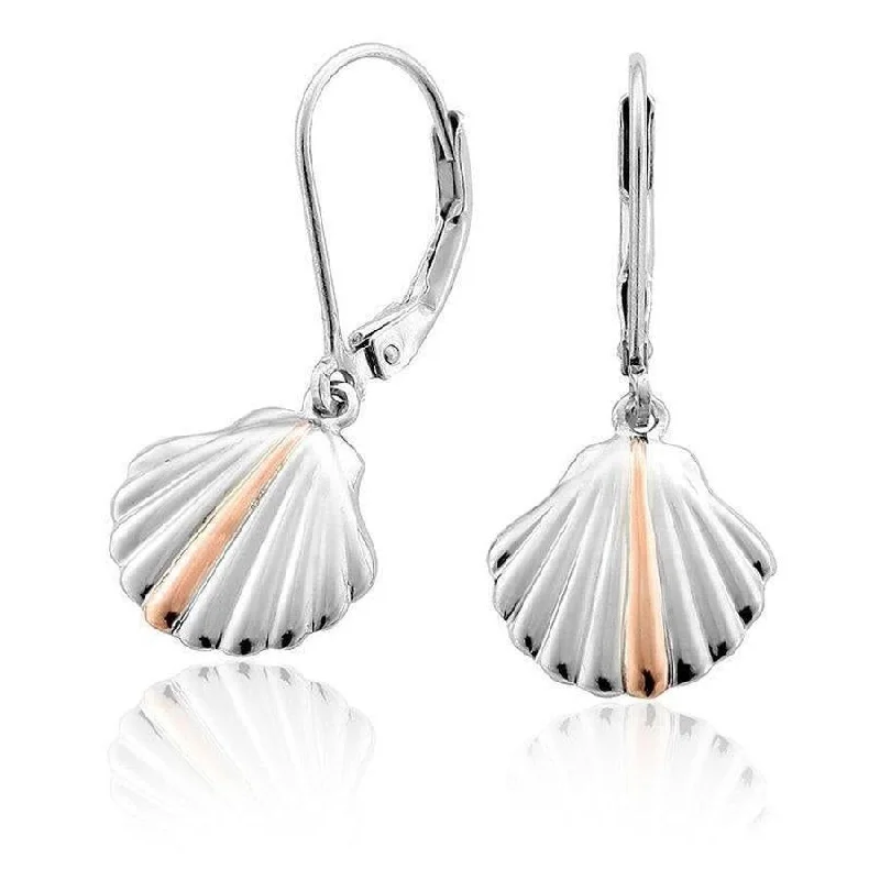 Handmade Drop Earrings for Artisanal-Silver and 9ct Rose Gold Shell Drop Earrings