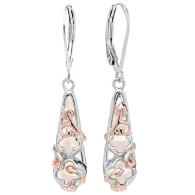 Zircon Drop Earrings for Sparkling-Silver & 9ct Rose Gold Tudor Court Mother-Of-Pearl Drop Earrings