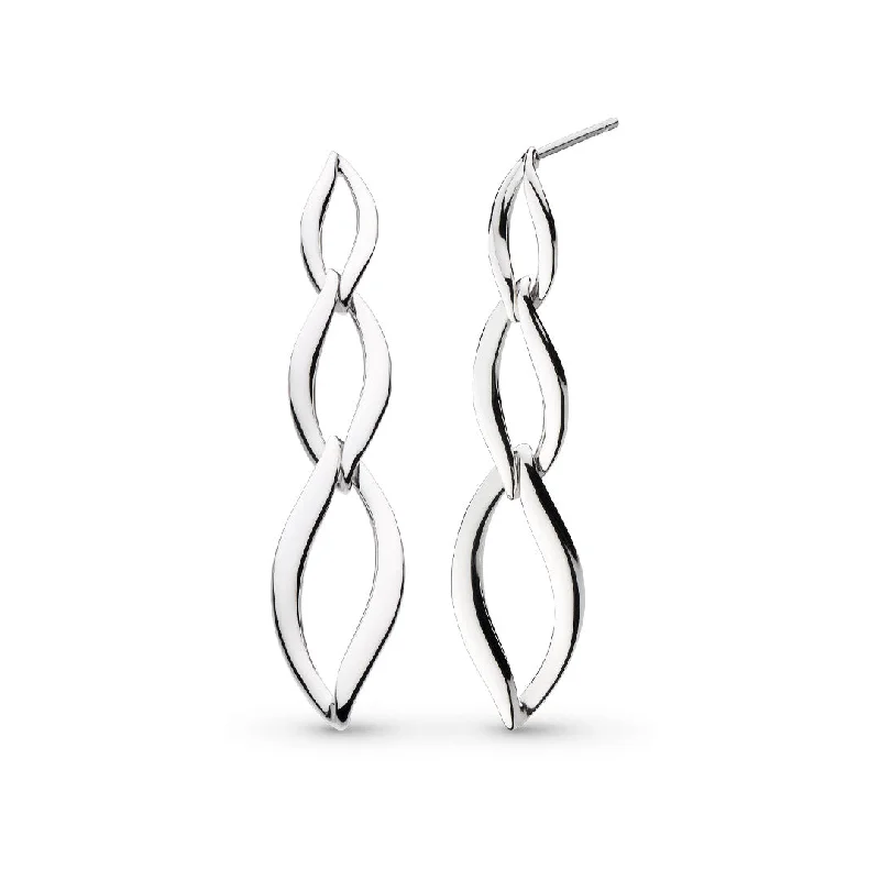 Butterfly-Shaped Drop Earrings for Cute-Silver Entwine Twine Link Trio Drop Earrings